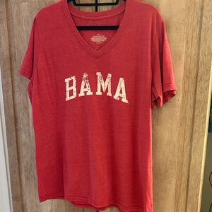 Fanatics Red BAMA Short Sleeve Tee 3XL Womens Alabama v neck A logo shirt
